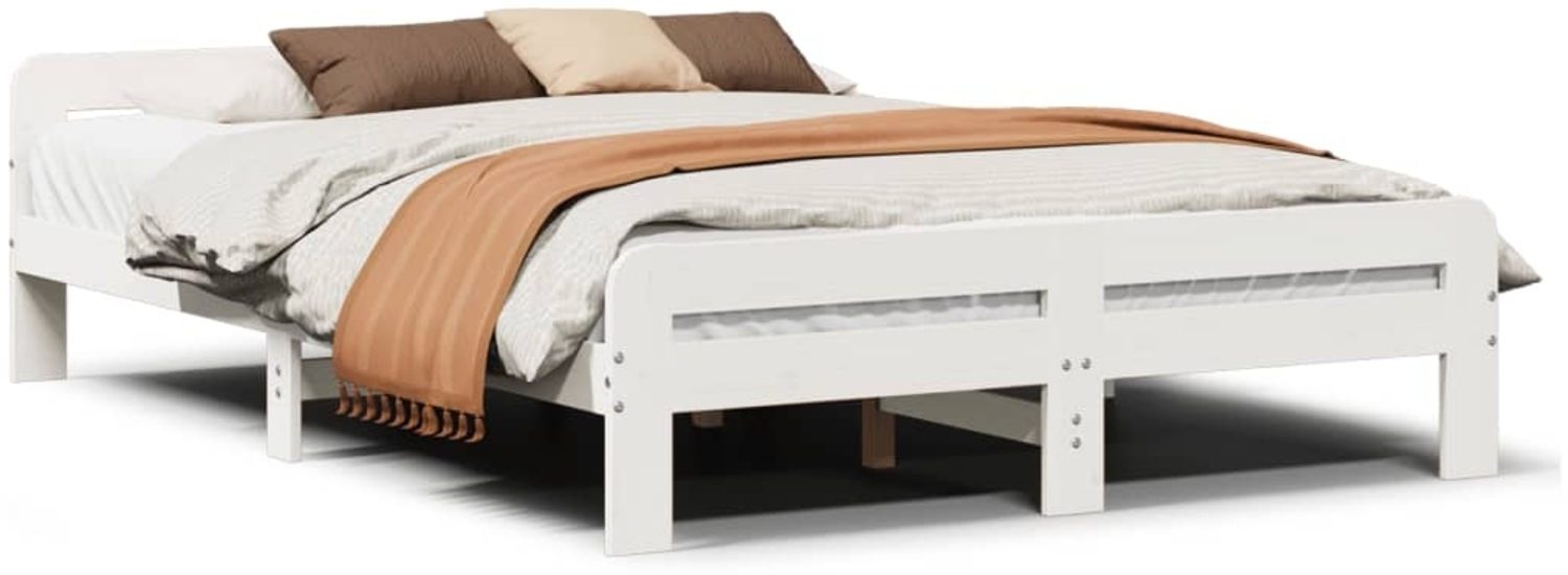 vidaXL Massivholzbett ohne Matratze Weiß 140x200 cm Kiefernholz 855473 Bild 1