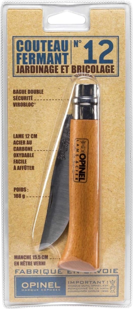 Opinel Taschenmesser No. 12 Carbonklinge mit Holzgriff Bild 1