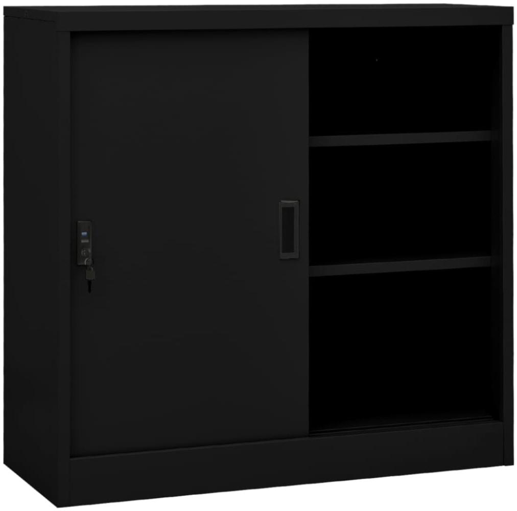 vidaXL Büroschrank mit Schiebetür Schwarz 90x40x90 cm Stahl 335952 Bild 1