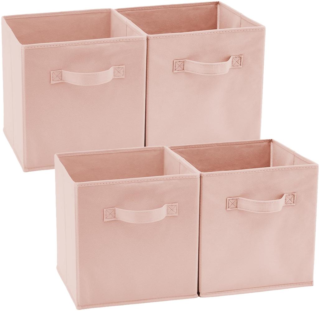 EZOWARE Aufbewahrungskörbe Faltbare Würfel-Aufbewahrungsboxen, 4er-Set, Faltbare Aufbewahrungsbox für Kleinkinder, Kinderzimmer, Zuhause, 26,7x26,7x28cm / Pale Dogwood Rosa Bild 1