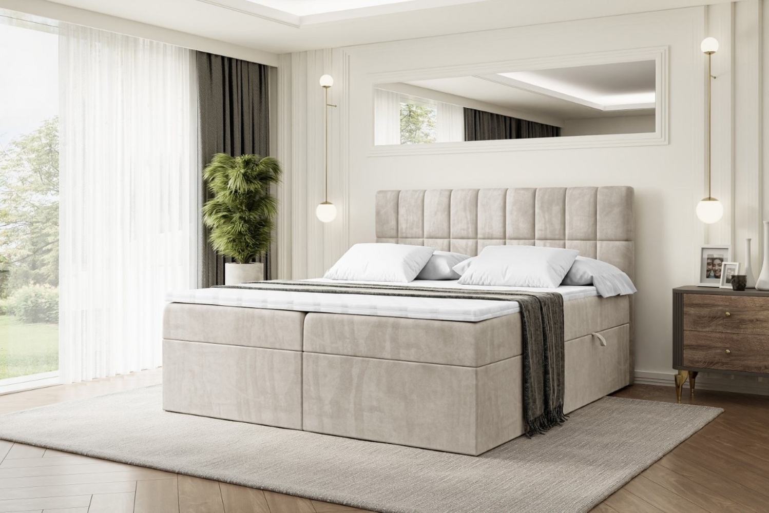 ALTDECOR Boxbett MIAMI (Multipocket-Matratze H4, H3 Matratze Bonellfederung, Topper, Kopfteil) Bild 1