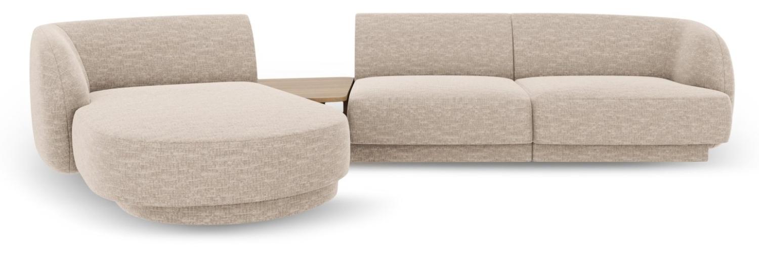 Micadoni Modulares Sofa Miley mit Recamiere 3-Sitzer Links Chenille Beige Bild 1