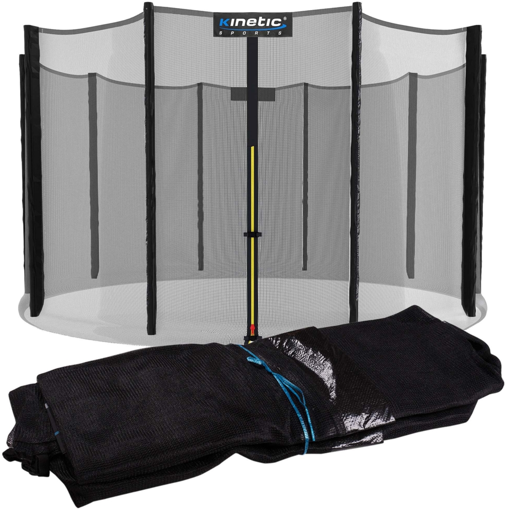 KINETIC SPORTS Trampolin Sicherheitsnetz - Ersatznetz mit Reißverschluss und Sicherheitsclips, Schutznetz, UV-beständig, Ersatz Fangnetz für Gartentrampoline, Ø 335 cm Bild 1