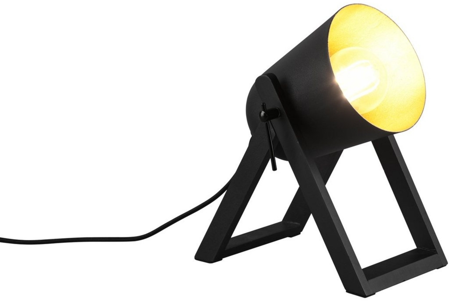 Reality Leuchten LED Nachttischlampe, Dimmfunktion, LED wechselbar, Warmweiß, kleine ausgefallen-e Lampenschirm Schwarz Gold-en, dimmbar H: 21cm Bild 1