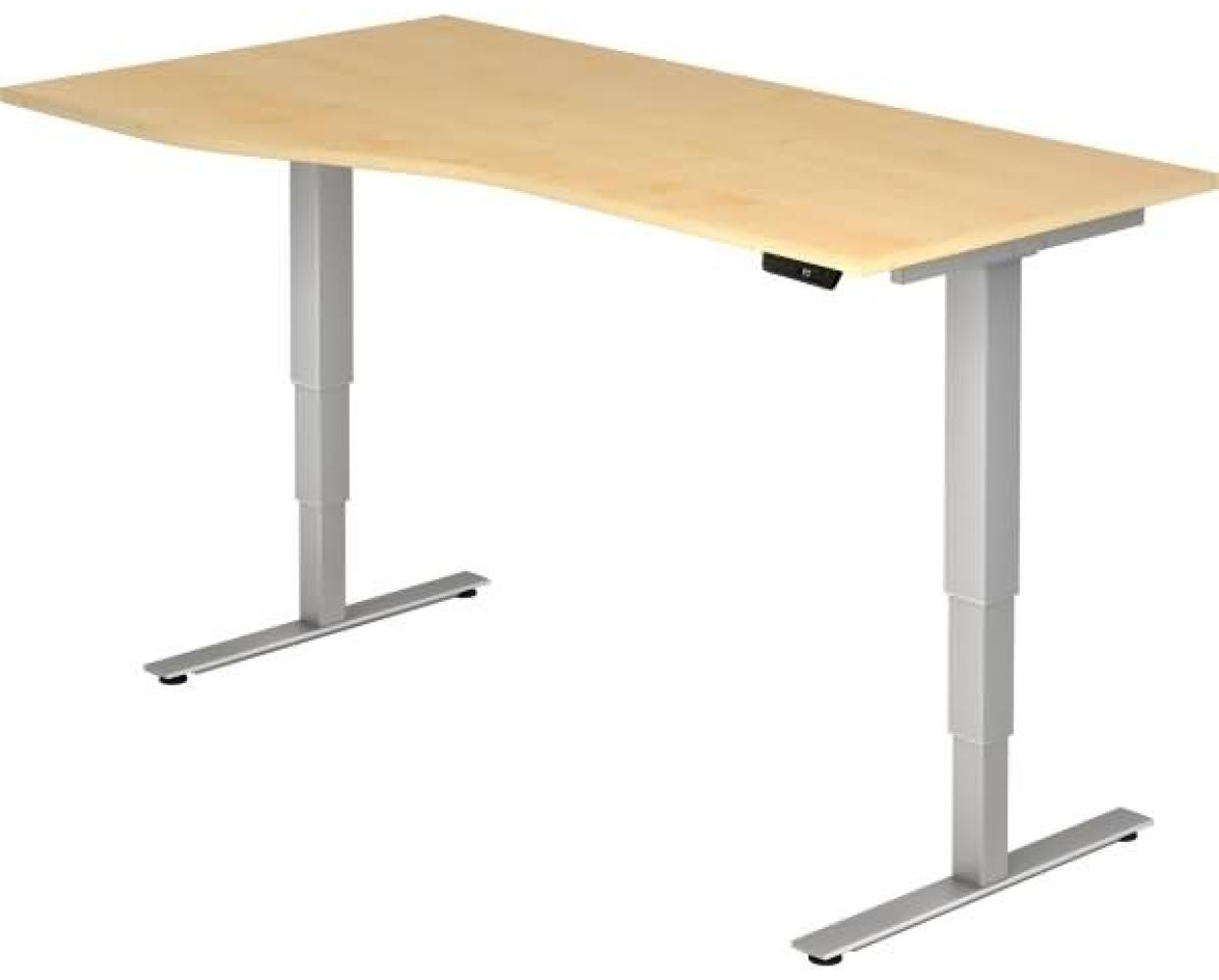 Sitz-Steh-Schreibtisch elektrisch XDSM18 180x100 / 80cm Ahorn Gestellfarbe: Silber Bild 1