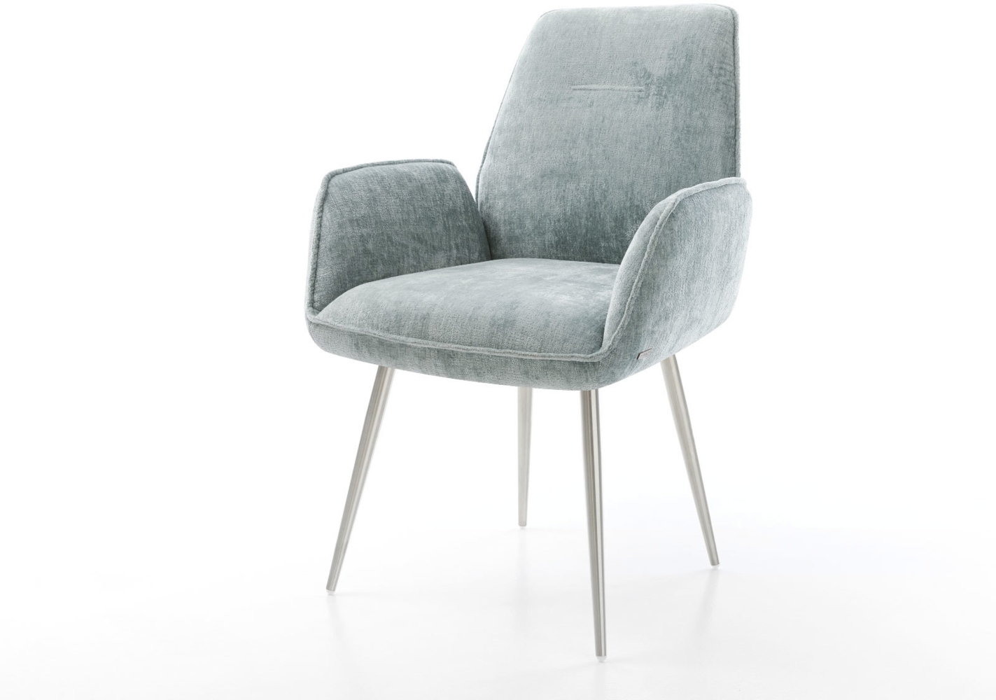 Esszimmerstuhl Zoa-Flex Chenille Pastellblau 4-Fuß konisch Edelstahl Taschenfederkern Bild 1