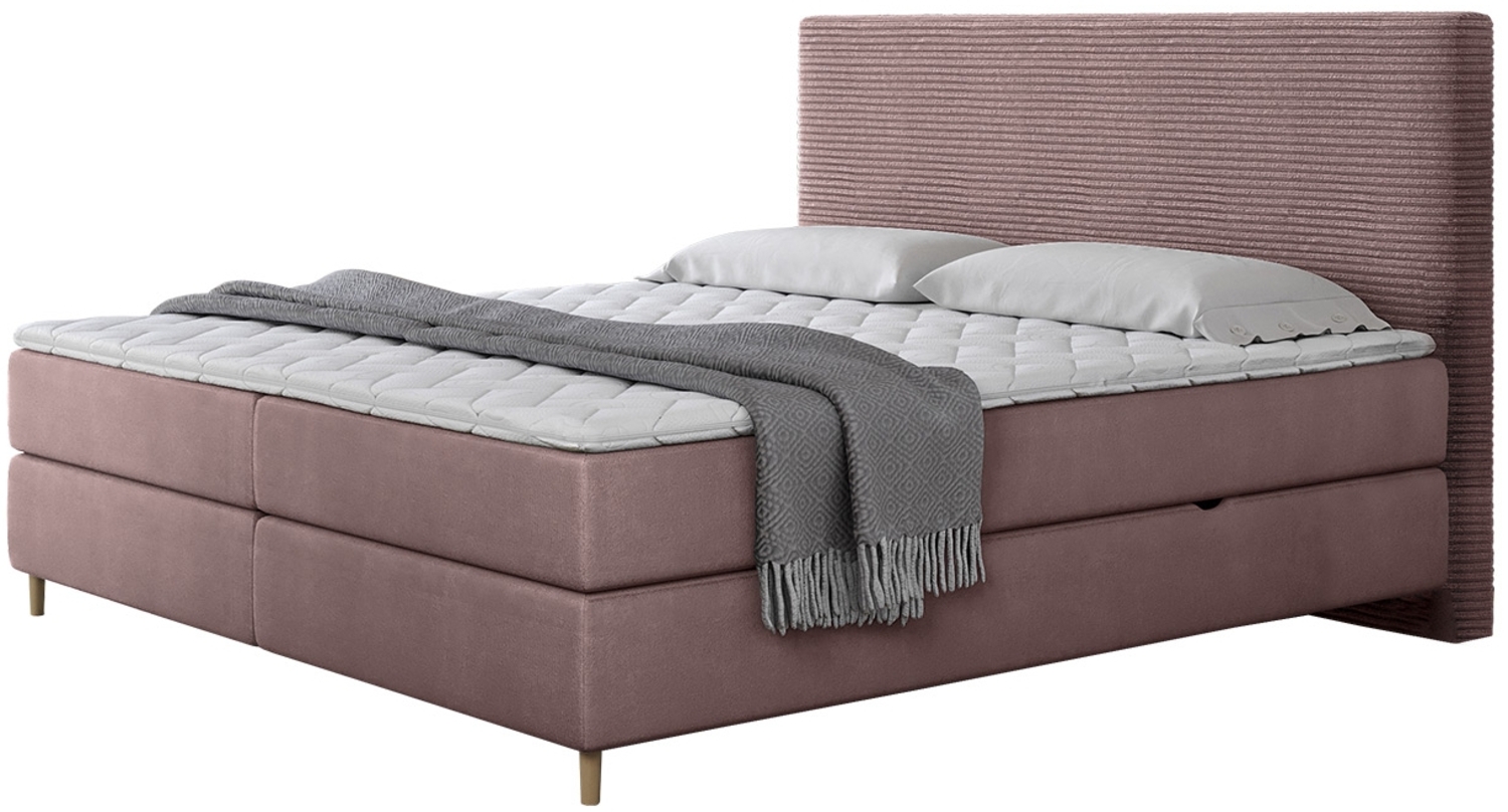 Boxspringbett Lorenka Cord, Rosa, 180 x 200 cm Bild 1