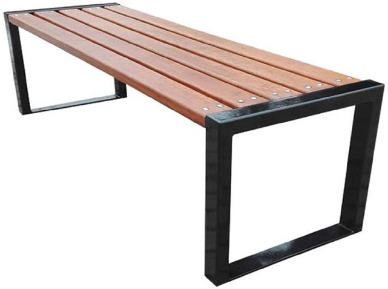 Casa Padrino Luxus Gartenbank Braun / Schwarz 180 x 47 x H. 45 cm Sitzbank Parkbank Gartenmöbel Bank Garten Bild 1