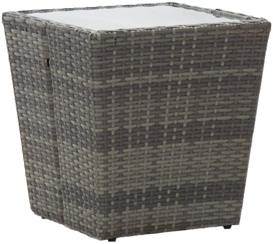 Beistelltisch Poly Rattan und Hartglas, grau, 43 x 41,5 x 41,5 cm Bild 1