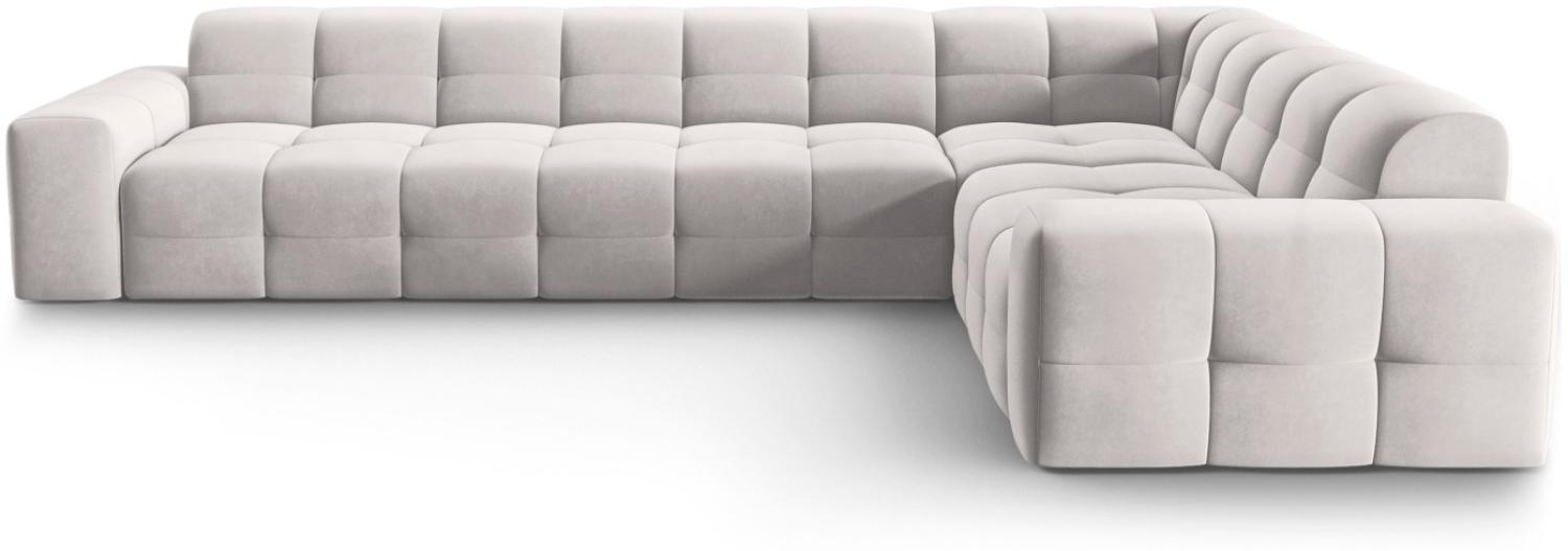 Micadoni 6-Sitzer Samtstoff Ecke rechts Sofa Kendal | Bezug Light Grey | Beinfarbe Black Beech Wood Bild 1