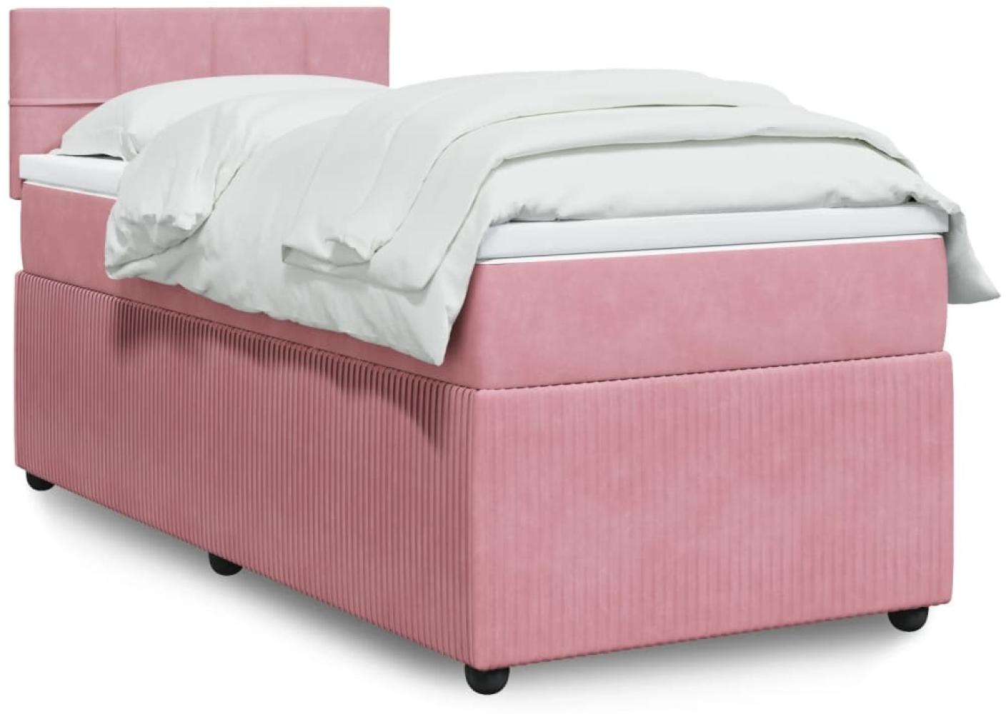 vidaXL Boxspringbett mit Matratze Rosa 80x200 cm Samt 3287595 Bild 1