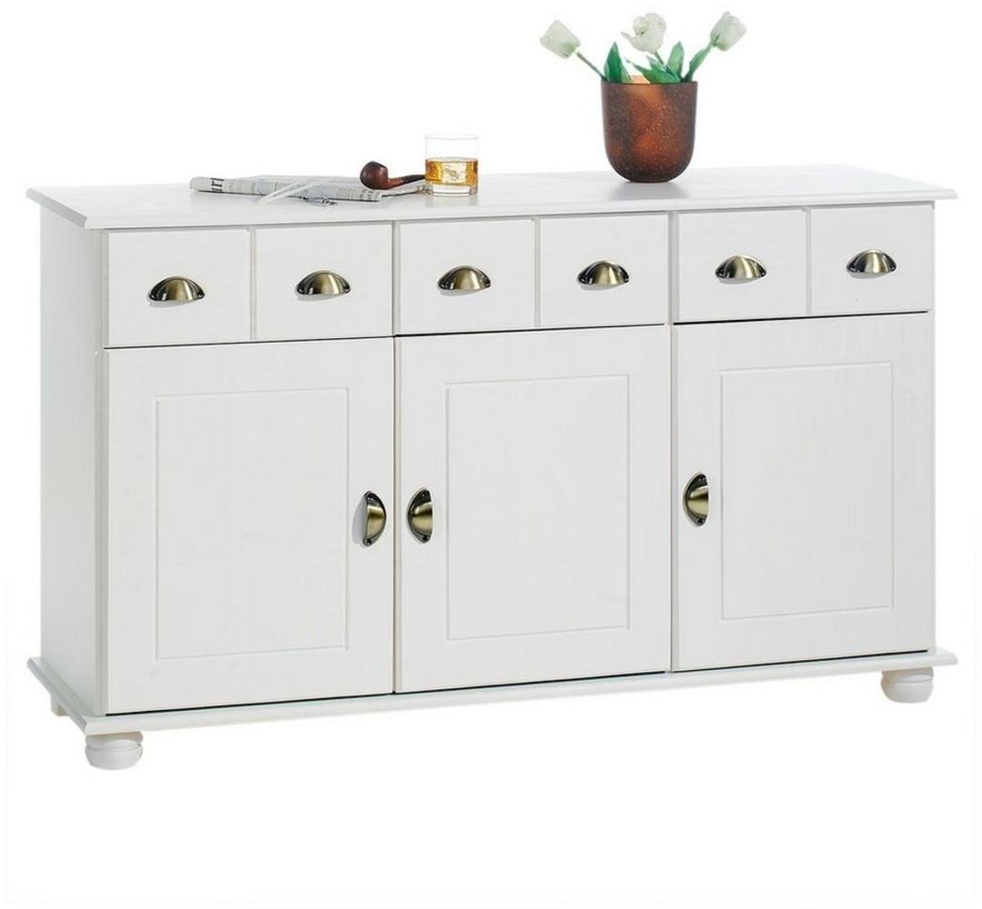 IDIMEX Kommode COLMAR, Sideboard Colmar Anrichte Kiefer massiv weiß 3 Türen Bild 1