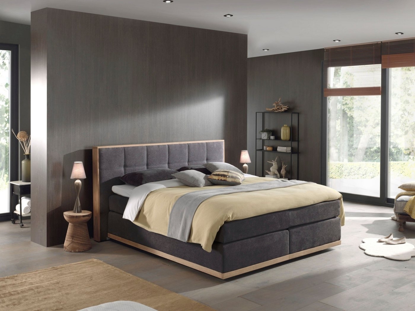 Places of Style Boxspringbett Vinton, aus massiver Eiche, verschiedene Härtegrade (auch H4) Bild 1