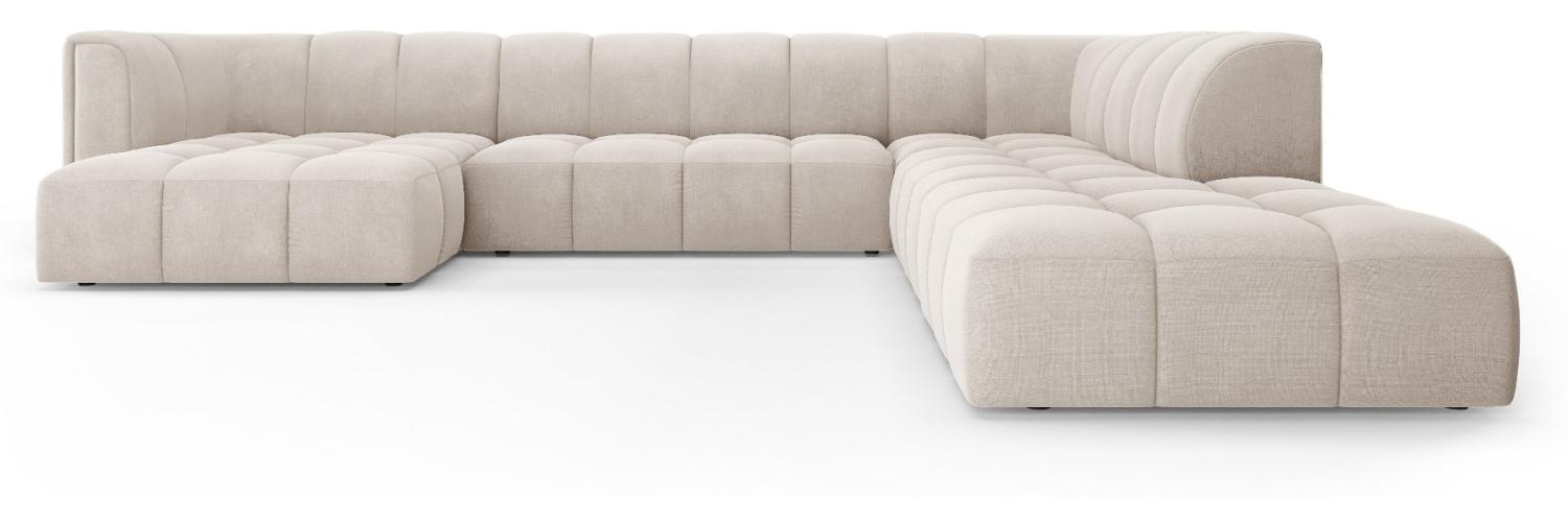 Micadoni Modulares Panorama Ecksofa Serena 7-Sitzer Rechts Strukturierter Stoff Beige Bild 1