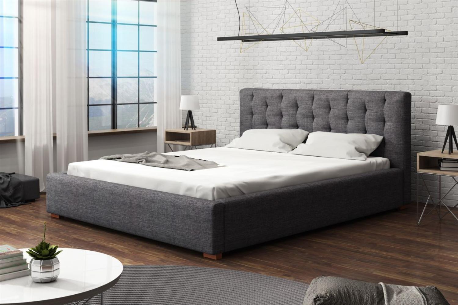 Polsterbett Bett Doppelbett LUCCA Stoff 120x200cm Stoff Sawana Dunkelgrau Bild 1