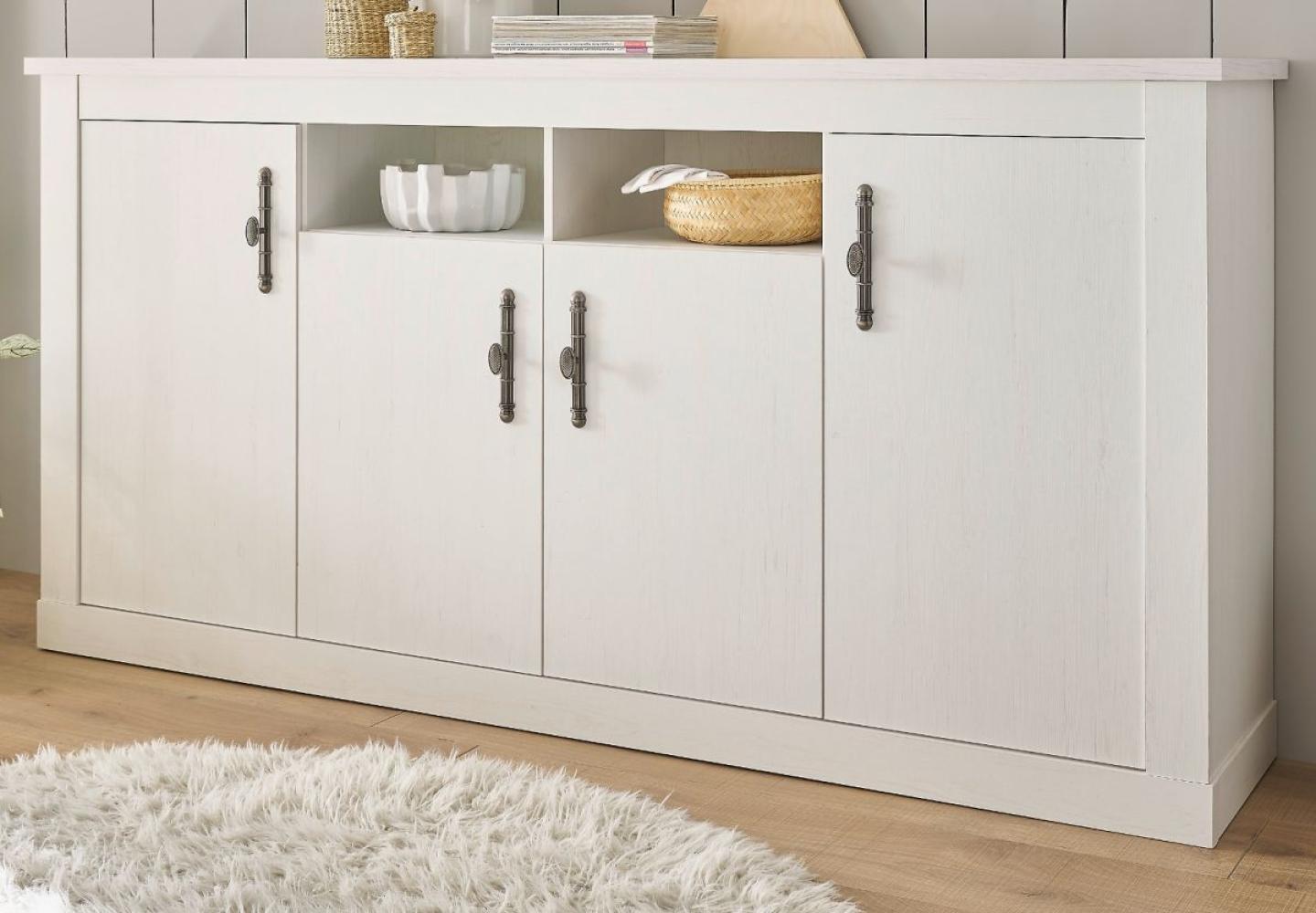 Sideboard Fiastra in weiß Pinie Landhaus 200 cm Bild 1