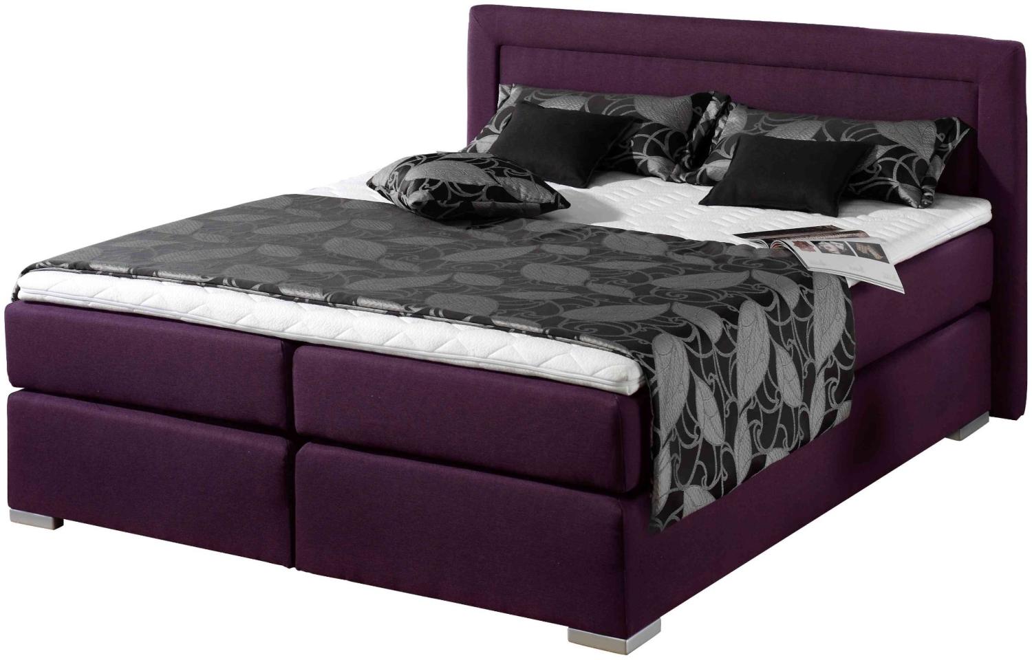 Maintal Boxspringbett Mambo, 160 x 200 cm, Strukturstoff, 7-Zonen-Kaltschaum Matratze H2, beere Bild 1