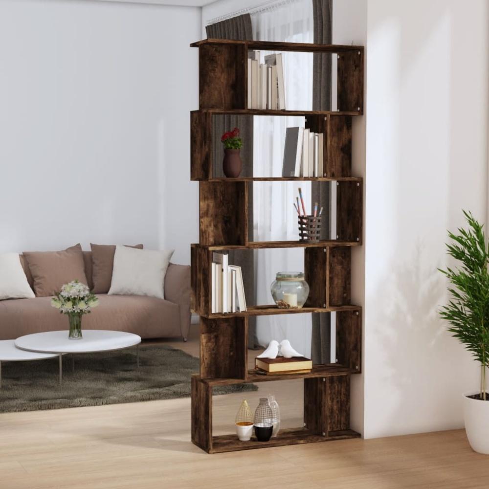 vidaXL Bücherregal/Raumteiler Räuchereiche 80x24x192 cm Holzwerkstoff 816059 Bild 1