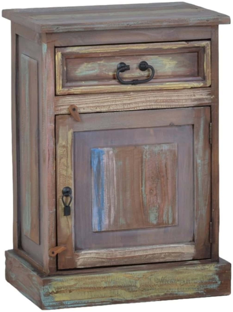 MiaMöbel Nachttisch Cancun Massivholz Pinie Shabby Chic Mexiko Möbel Mexikanisch Bild 1