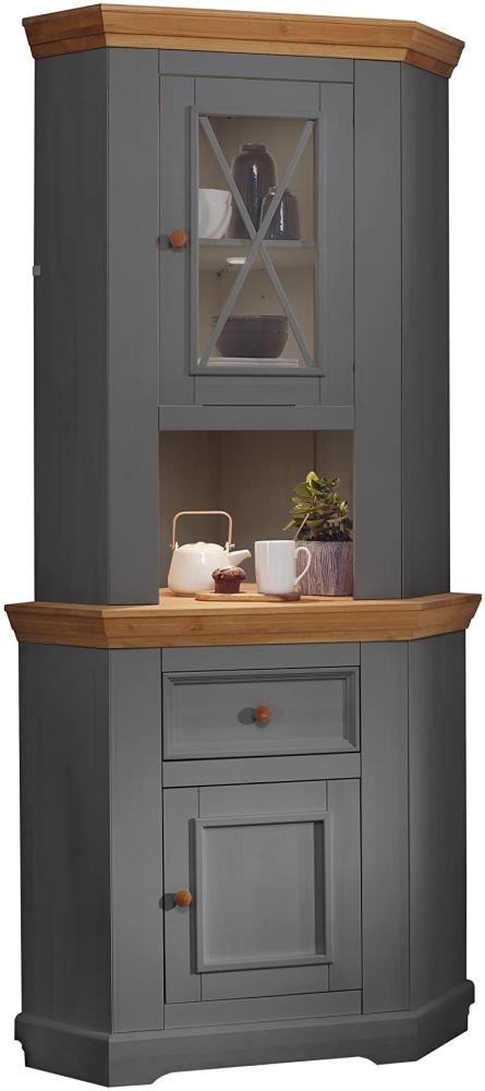 Woodroom Oslo Buffet Vitrine Vitrinenschrank Standvitrine Wohnzimmerschrank, Holz, Grau, BxHxT 104x214x69 cm Bild 1