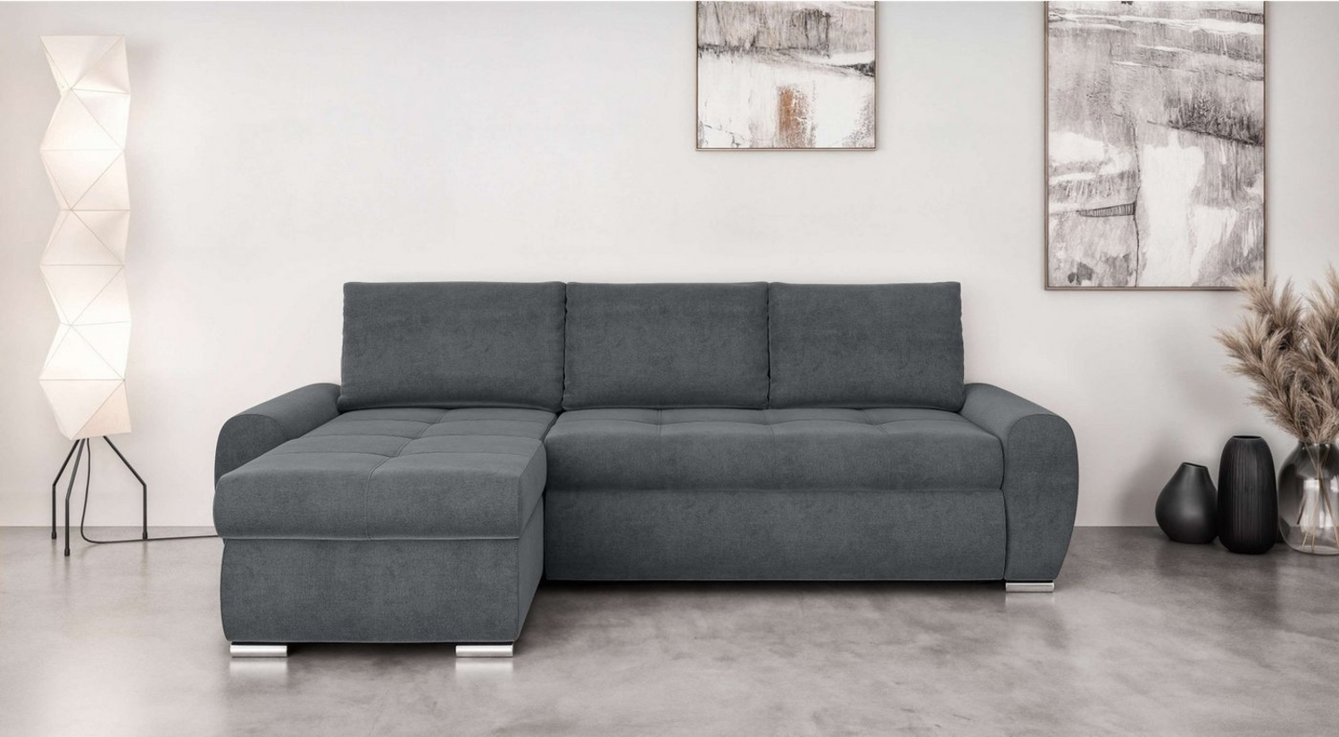 INOSIGN Ecksofa Haverhill mit Bettfunktion und Bettkasten, B/H/T 237/89/166 cm, L-Form mit Recamiere links oder rechts bestellbar, Wellenunterfederung Bild 1