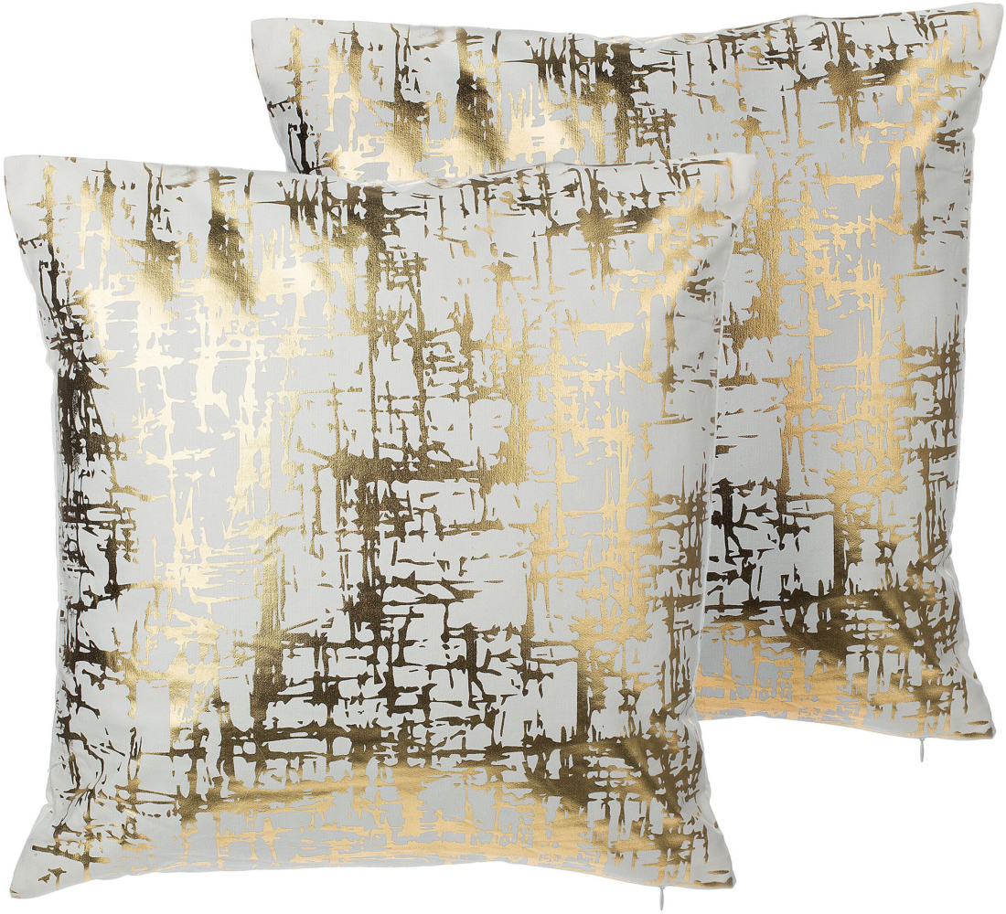 Kissen 2er Set GARDENIA Baumwolle 45 x 45 cm Abstrakt Gold Bild 1