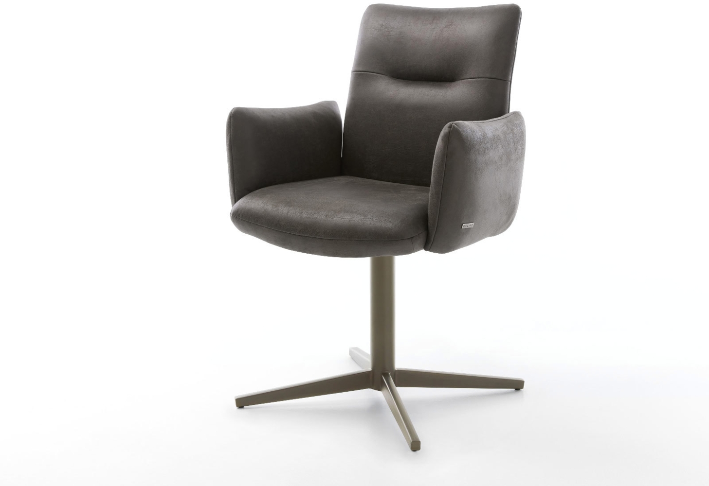 Drehstuhl Jova-Flex mit Armlehnen Mikrofaser Anthrazit Vintage Fußkreuz Effektfinish Titan 360° drehbar Taschenfederkern Bild 1