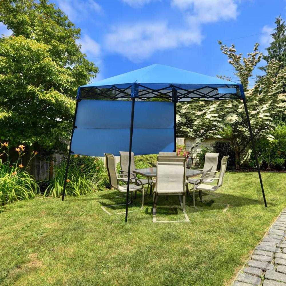 COSTWAY Gartenpavillon Faltpavillon Partyzelt Gartenzelt mit Tasche, Metall Pavillon für Camping, Party, Barbecue 181 x 181 x 210 cm (Blau) Bild 1