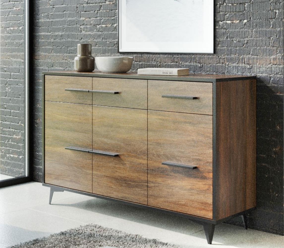 Sideboard "Frida" Kommode Anrichte 135cm shirin walnuss schwarz Bild 1