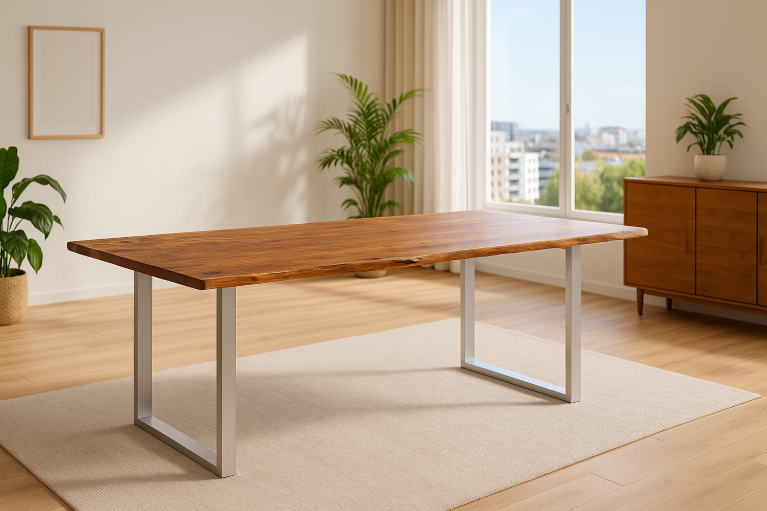 Esstisch Baumkante massiv Akazie nougatfarben 180 x 90 cm silber LAURINA 71268118 Bild 1