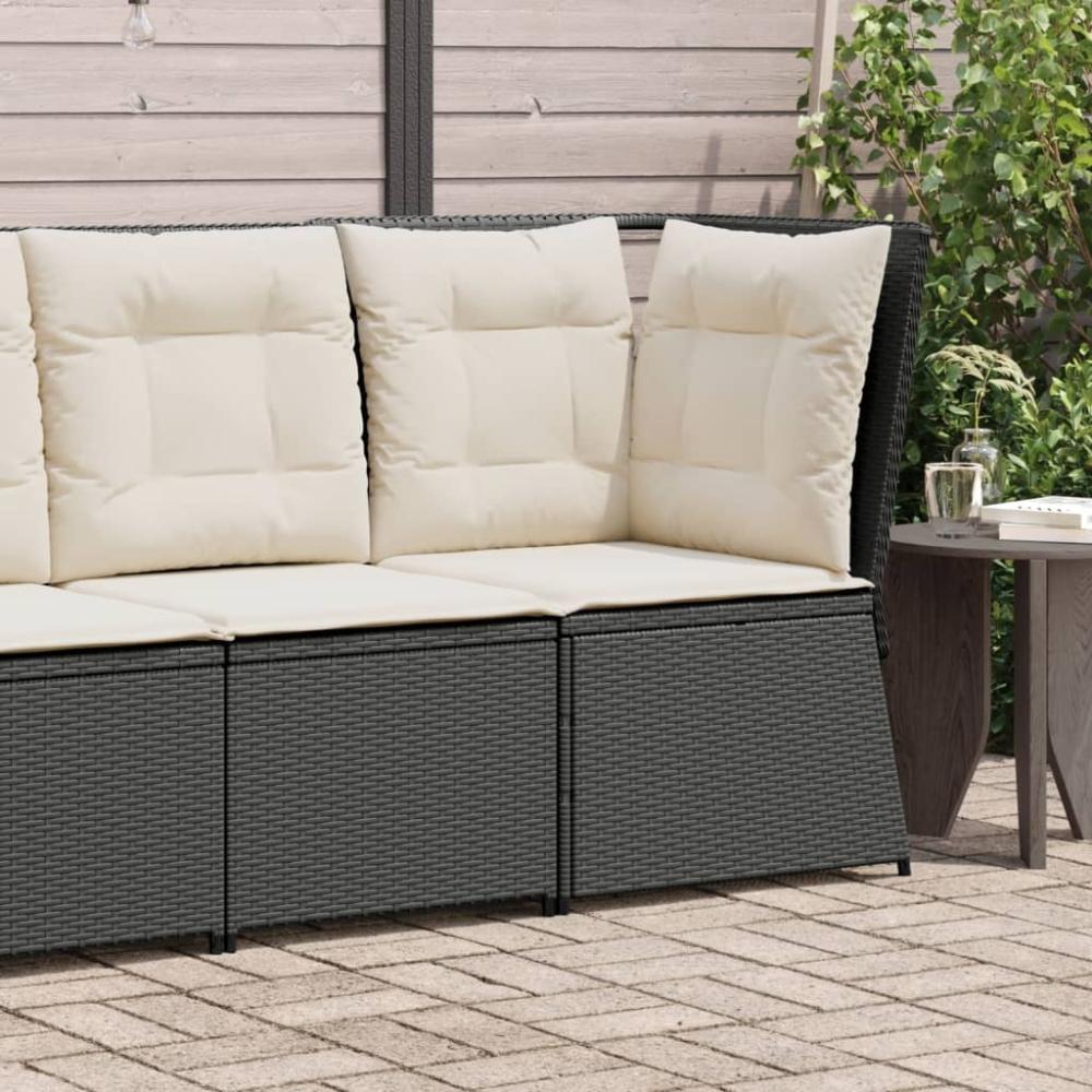 vidaXL Garten-Ecksofa mit Kissen Schwarz Poly Rattan 368982 Bild 1