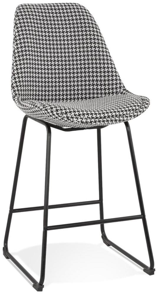 Kadima Design Sitzhocker Stoff | 67 cm Sitzhöhe | Hahnentritt-Muster Metallgestell | Schwarz-Weiß | Barstuhl Bild 1