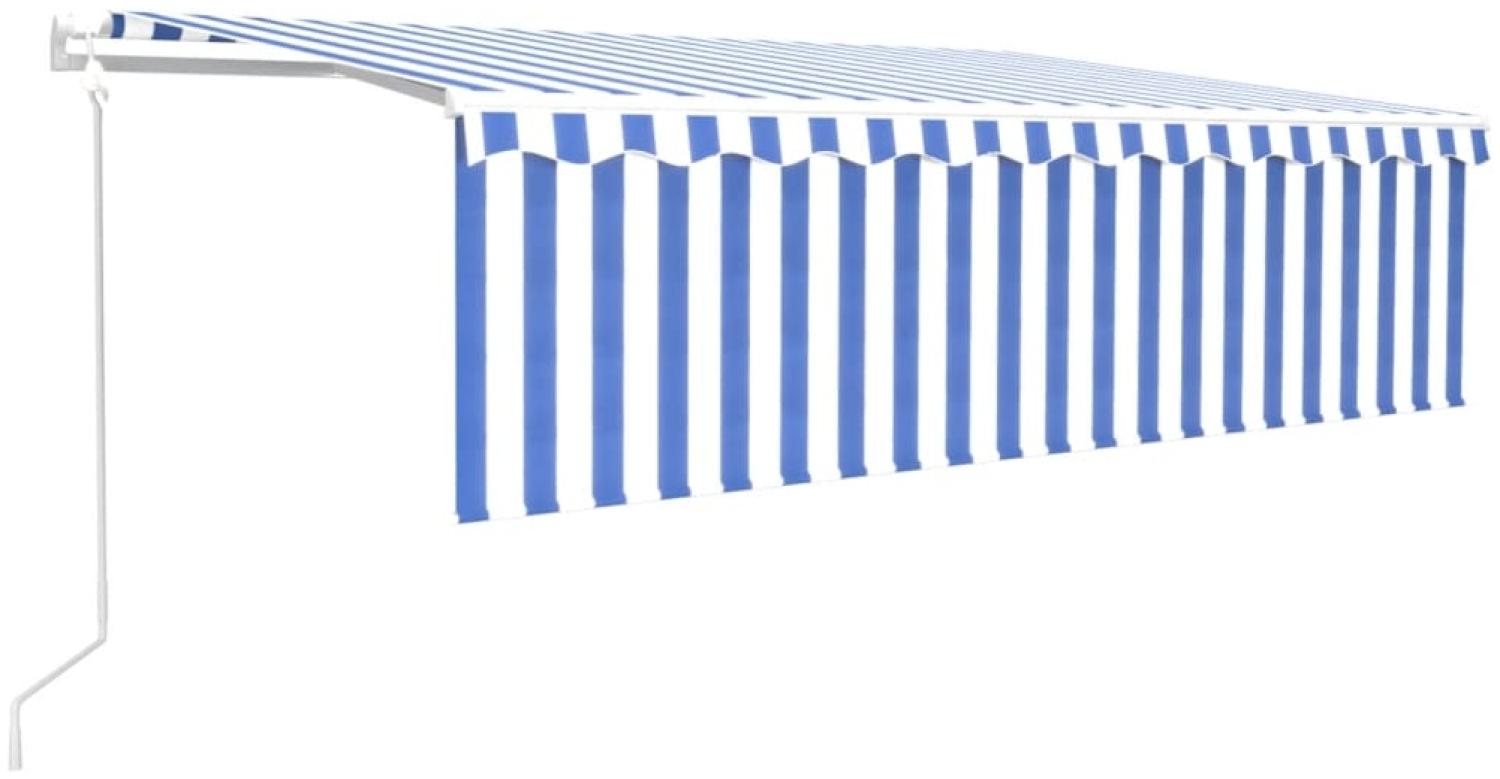 vidaXL Markise Automatisch mit Rollo LED Windsensor 5x3m Blau & Weiß 3069351 Bild 1
