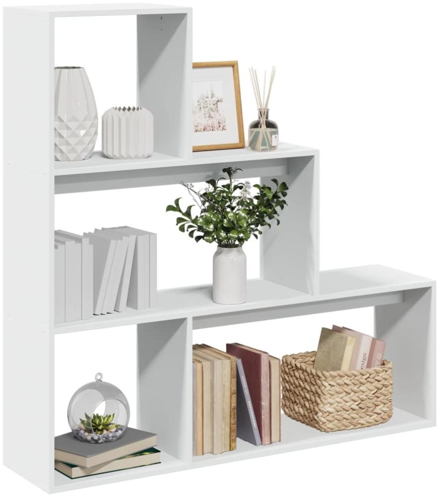 vidaXL Raumteiler-Bücherregal 3 Stufen Weiß 123x29x123cm Holzwerkstoff 857985 Bild 1