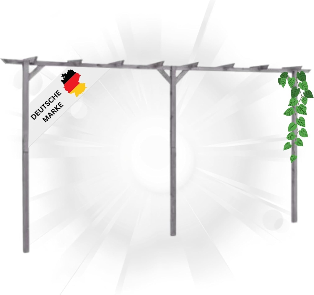 DELUKE® Pergola aus Holz LURV Grau 4x2m Kiefernholz Rankhilfe Pergola Holz Bausatz freistehend Gartendeko Gartenbogen Gartenpergola Bild 1