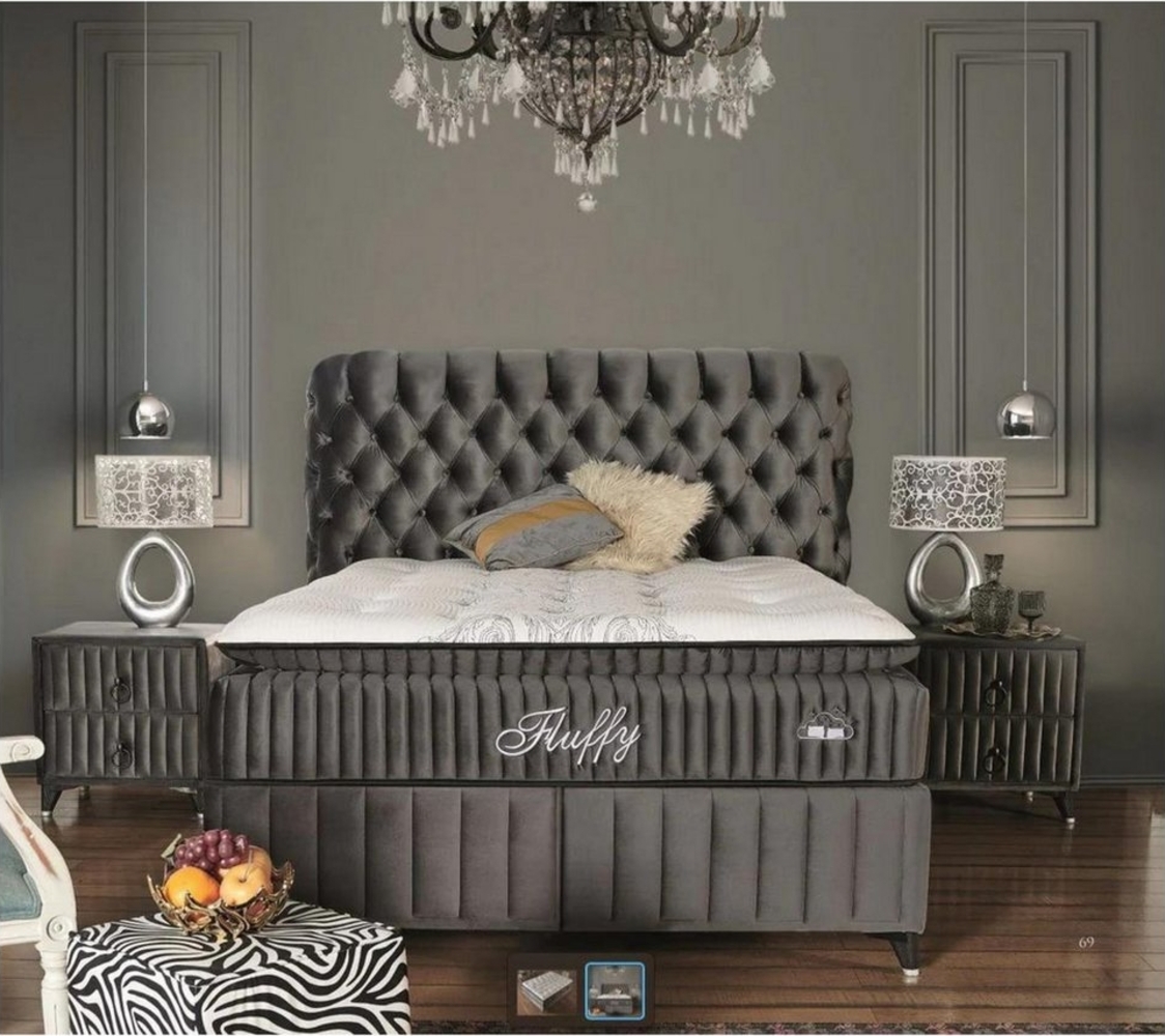 Pointhome Boxspringbett Set, Bss Bedding, Fluffy, Bett-Set ohne oder mit Nachttischen (1x H3 Matratze, 2x Bettkasten, 1x Bettkopfteil, 2 optionale Nachttisch), 7 Zonen Allergenfrei & Atmungsaktiv, Orthopädische Matratze mit Topper Bild 1