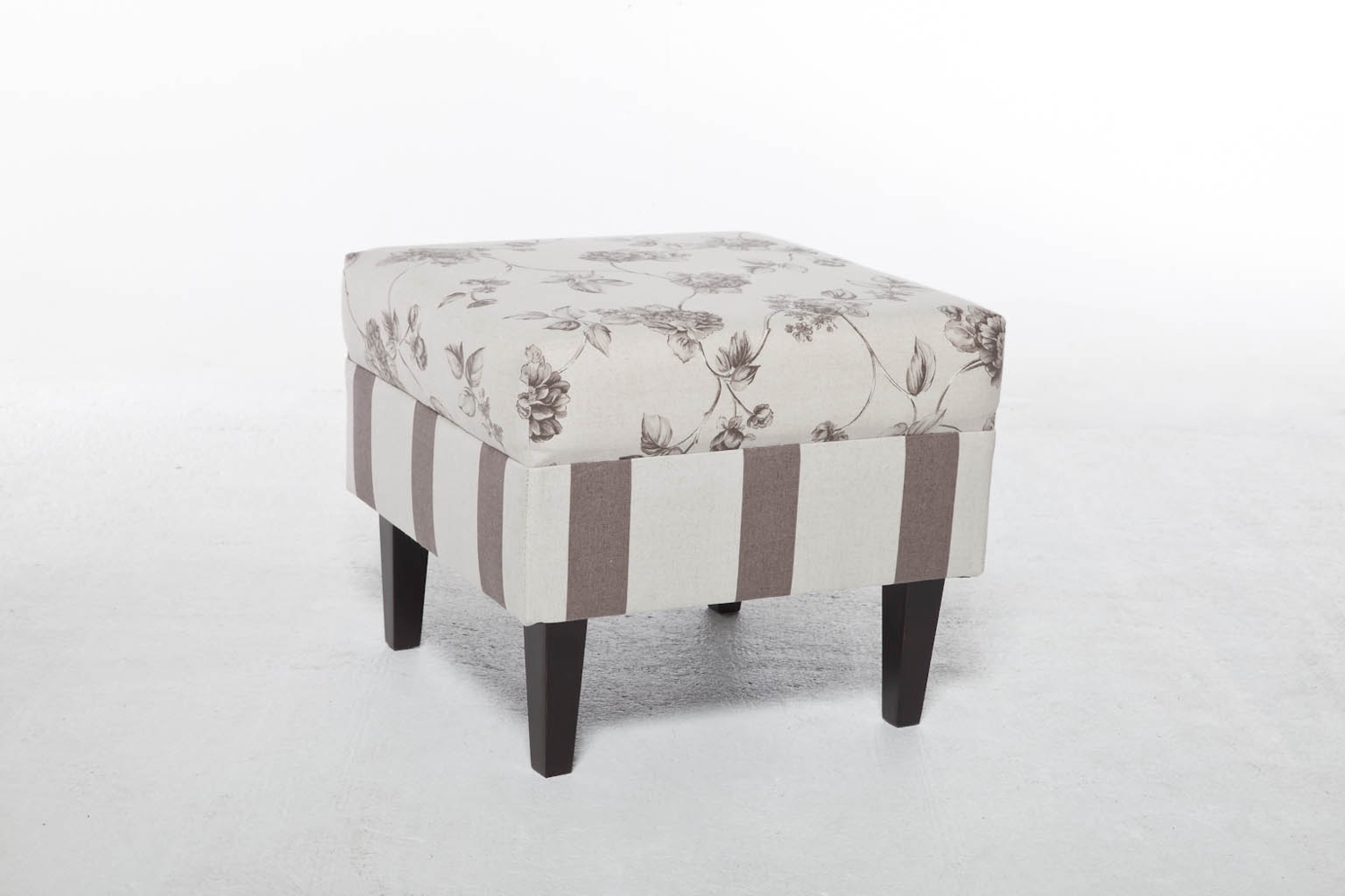 Hocker für Ohrensessel Aversa mit schöner Landhausstoff Kombination Bild 1