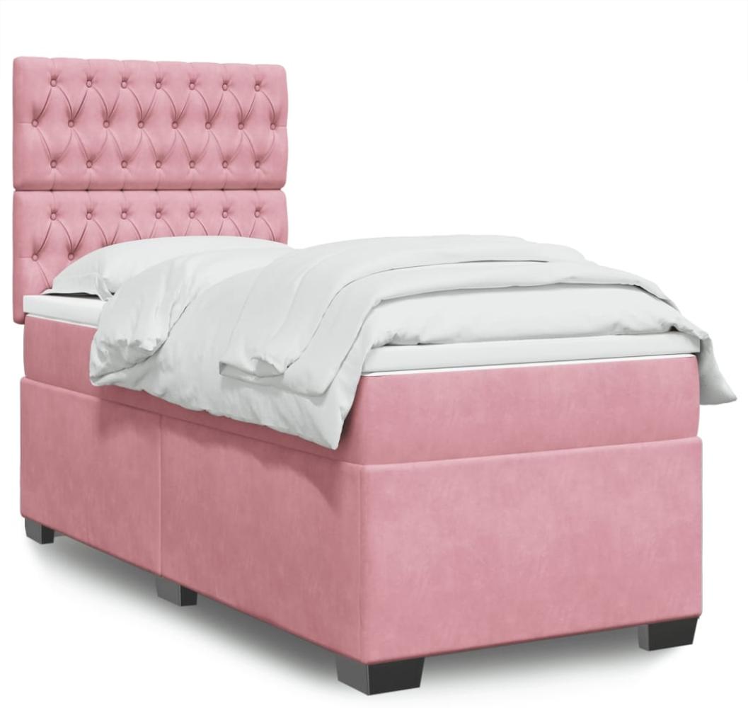 vidaXL Boxspringbett mit Matratze Rosa 90x200 cm Samt 3293121 Bild 1