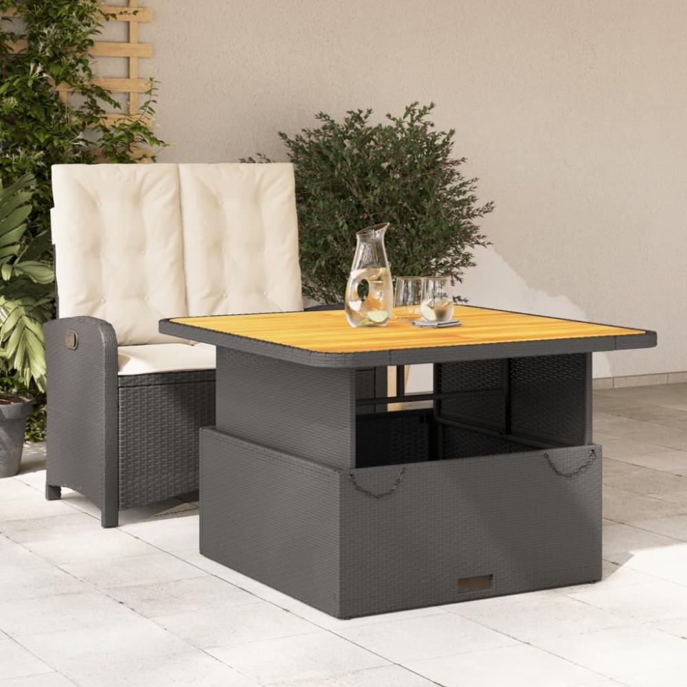 vidaXL 2-tlg. Garten-Essgruppe mit Kissen Schwarz Poly Rattan Bild 1