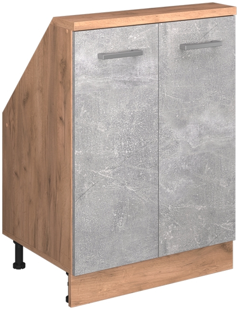 Küchenschrank für Dachschrägen R-Line Beton 60 cm mit 2 Türen Vicco Bild 1