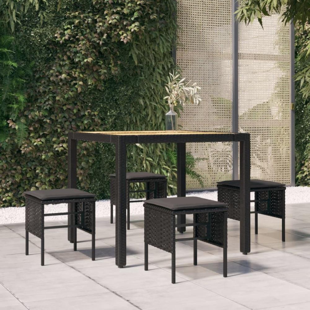 vidaXL Gartenhocker mit Kissen 4 Stk. Schwarz Poly Rattan 362340 Bild 1