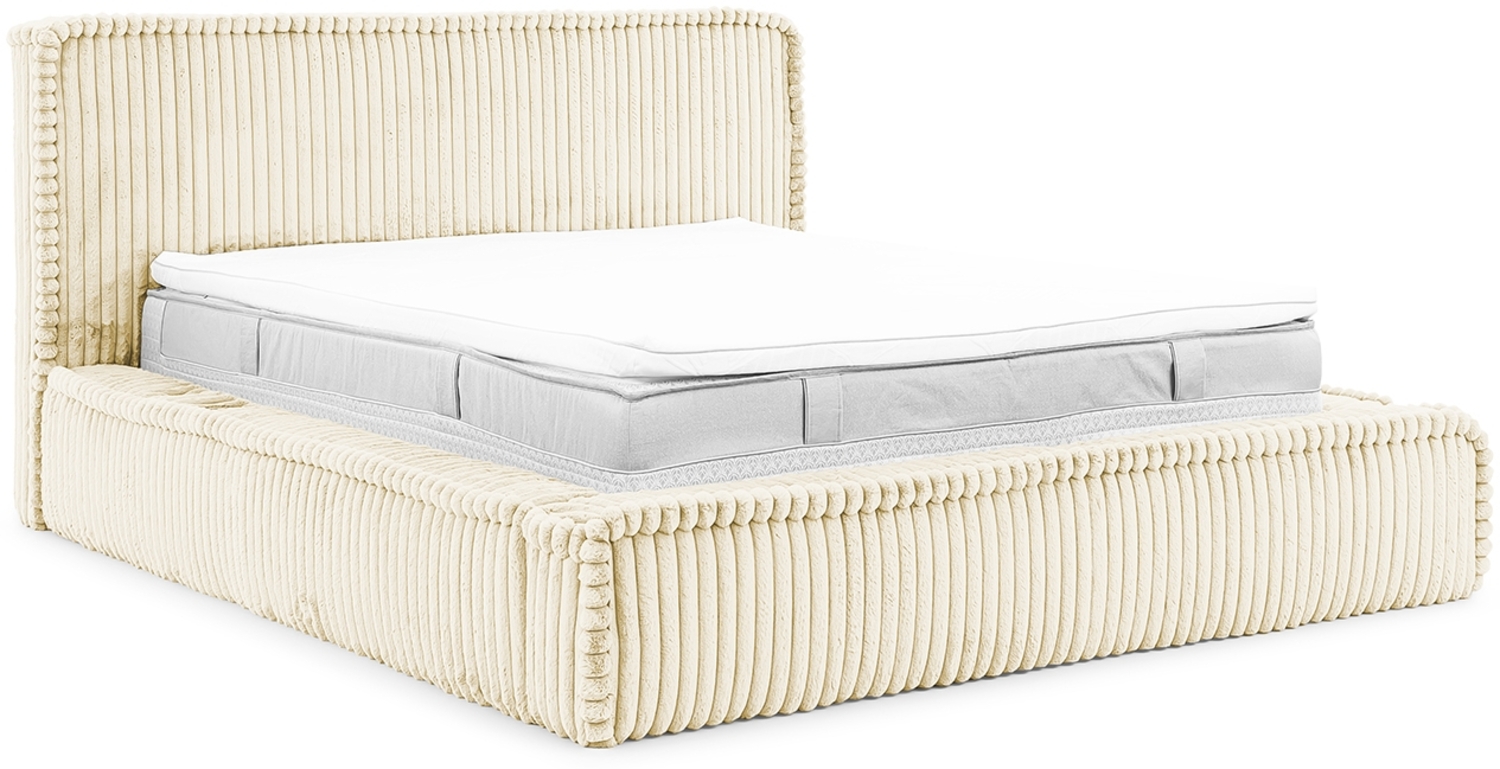 MEBLINI Polsterbett 120x200 mit Lattenrost ohne Matratze - MESUT - Creme Cordstoff - Bubble Bett - Cloud Bett - Marshmallow Bed - Kopfteil Bett mit Stauraum Bild 1