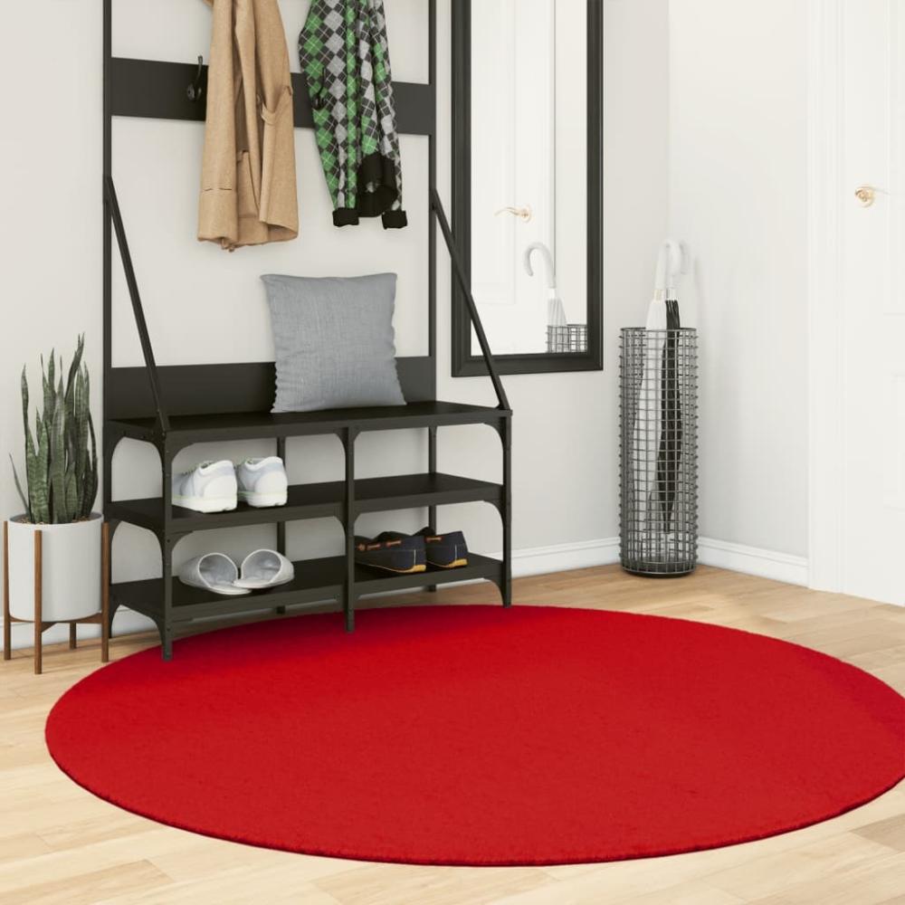 vidaXL Teppich OVIEDO Kurzflor Rot Ø 160 cm 375634 Bild 1