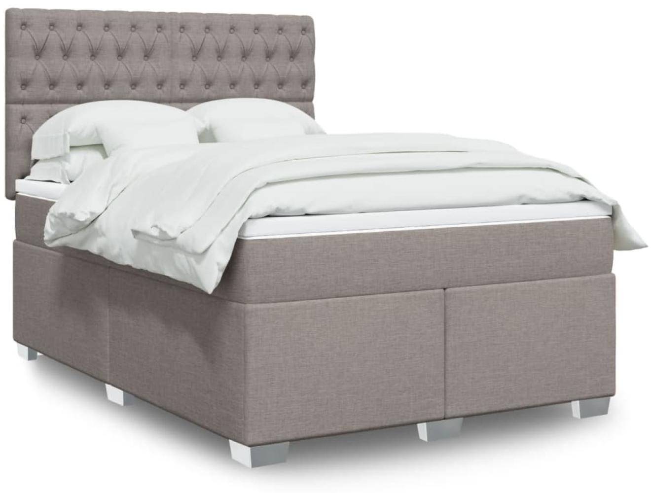 vidaXL Boxspringbett mit Matratze Taupe 160x200 cm Stoff 3292850 Bild 1