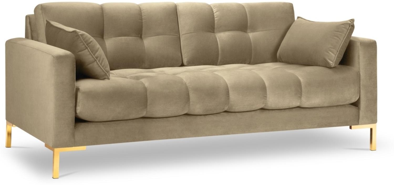 Micadoni 3-Sitzer Samtstoff Sofa Mamaia | Bezug Beige | Beinfarbe Gold Metal Bild 1