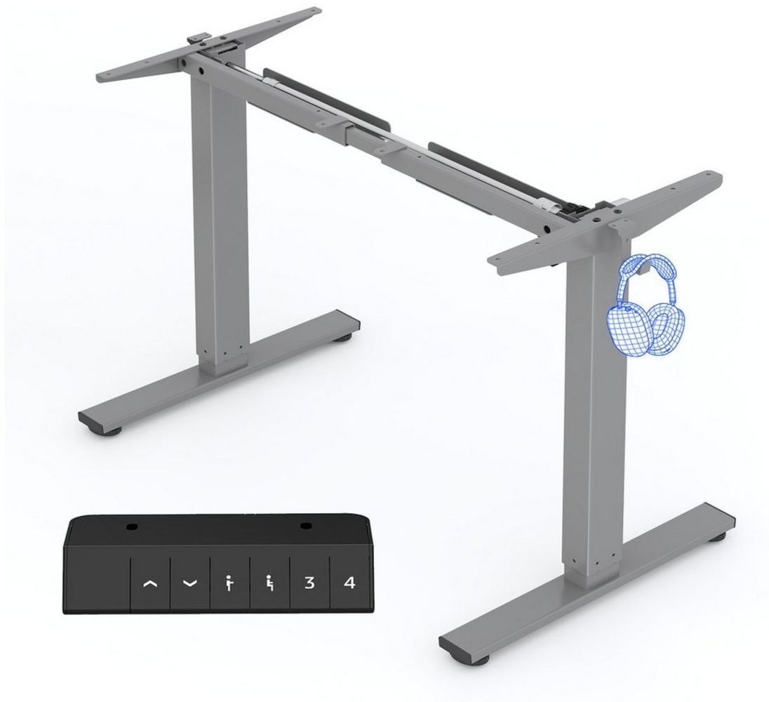 FLEXISPOT Schreibtisch Elektrisch höhenverstellbares Tischgestell, Schwarz/Weiß/Grau (1-St, 4 Höhen-Speicherplätze, Anti-Kollisionssystem), Einfache Bedienung, Mit Haken, Max. Load: 80KG Bild 1