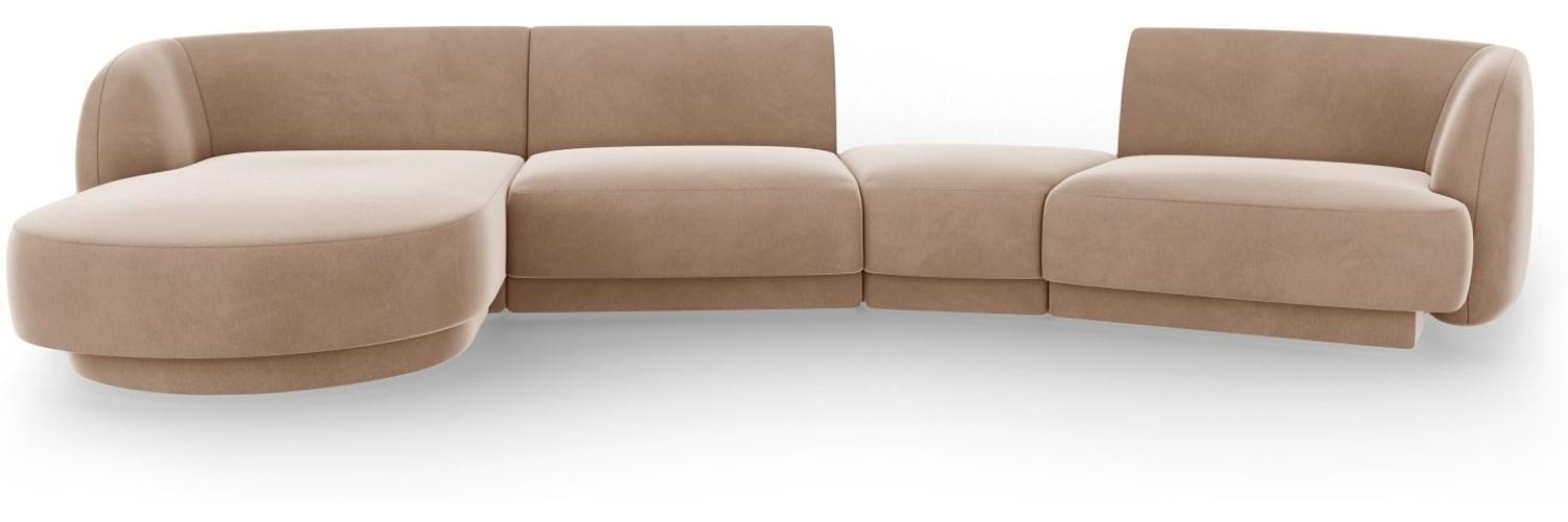 Micadoni Modulares Sofa Miley mit Recamiere 4-Sitzer Links Samtstoff Cappuccino Bild 1