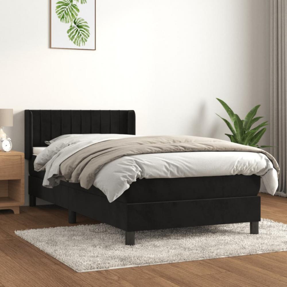 vidaXL Boxspringbett mit Matratze Schwarz 100x200 cm Samt 3131065 Bild 1