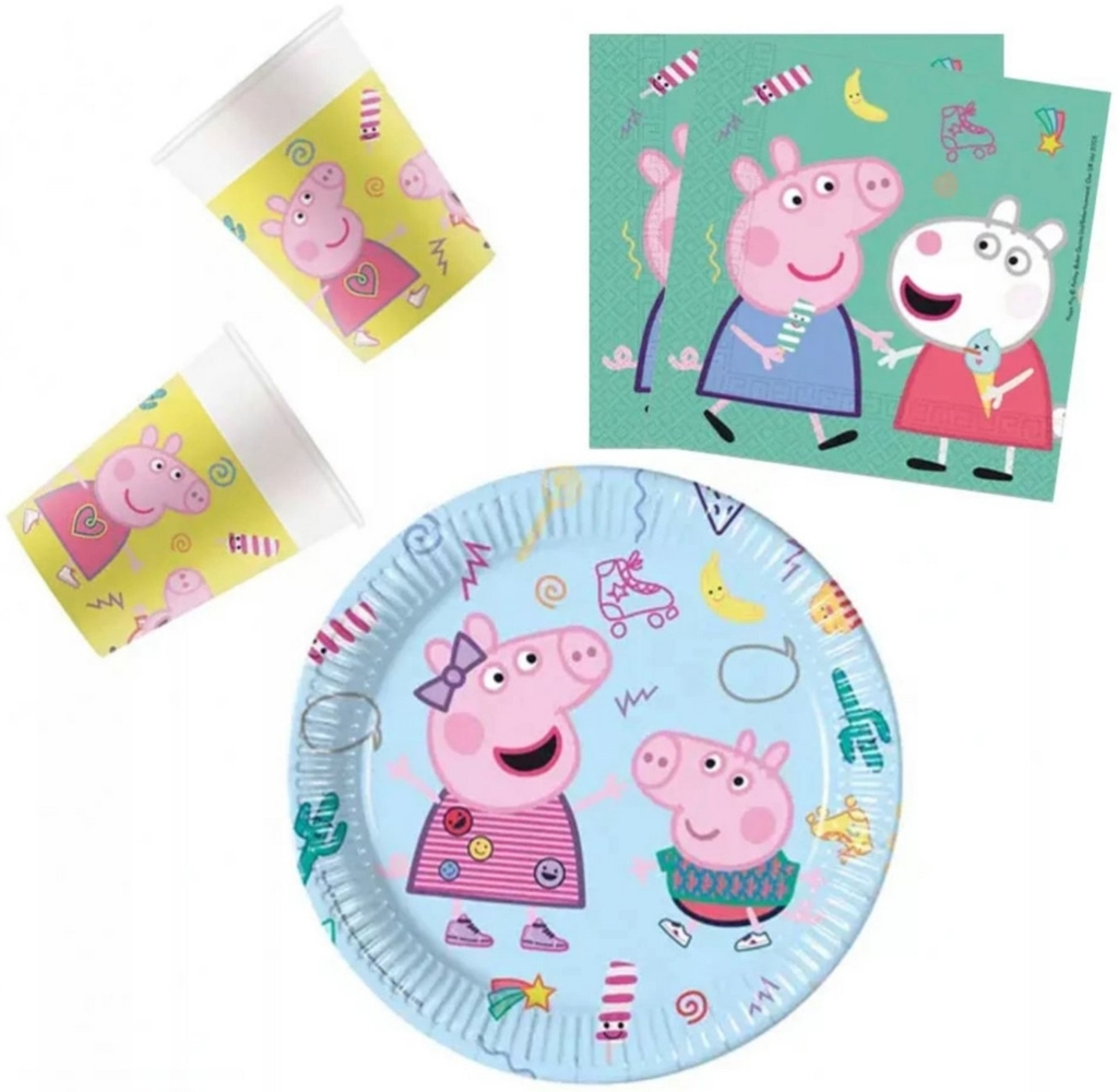 Peppa Pig Kindergeschirr-Set Peppa Wutz Pig Geburtstag Deko Set 36tlg. (36-tlg), 8 Personen, Geschirr Partyset Kinder Kindergeburtstag Bild 1