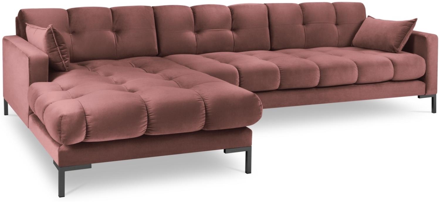 Micadoni 5-Sitzer Samtstoff Ecke links Sofa Mamaia | Bezug Pink | Beinfarbe Black Metal Bild 1